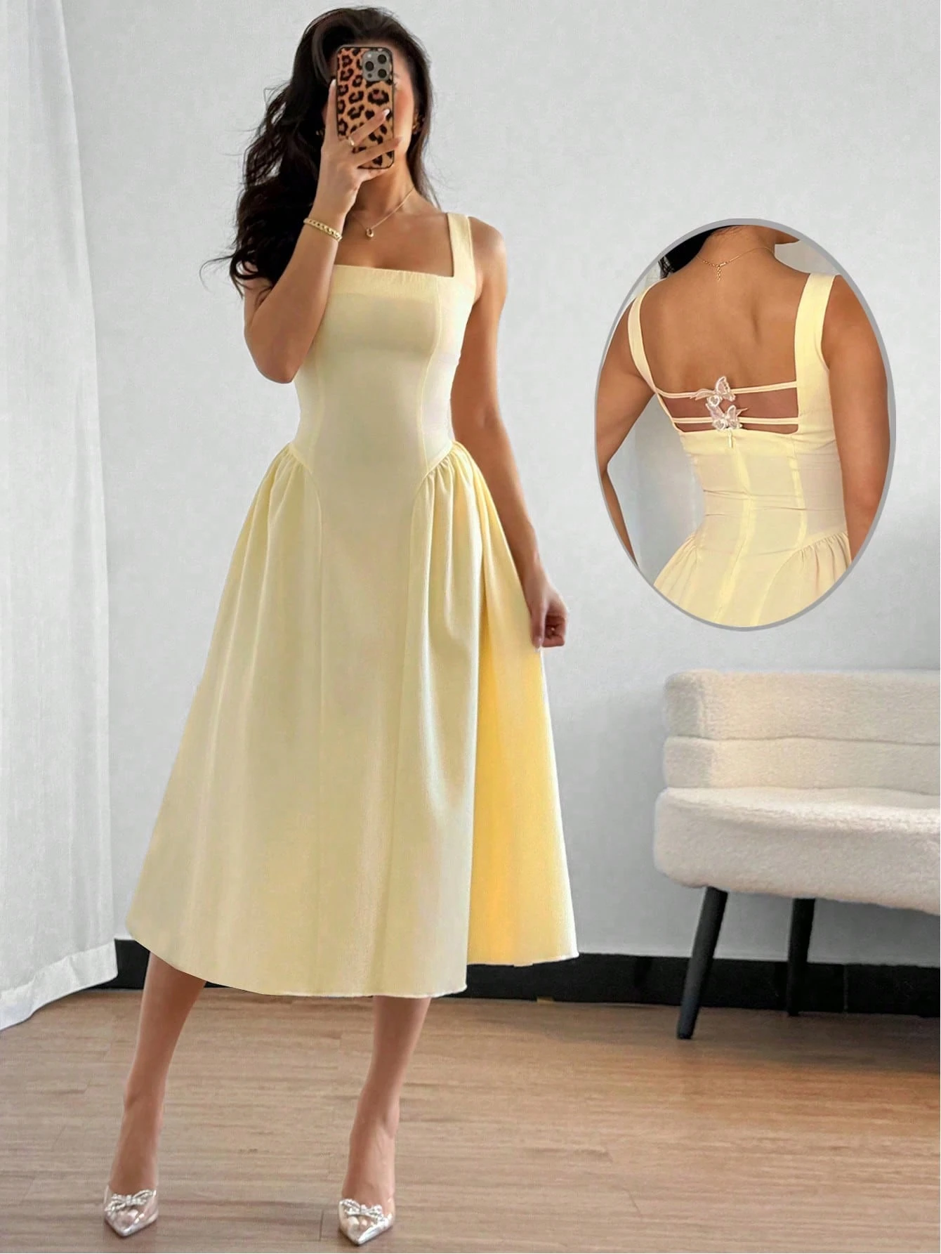 Vestido princesa cuello cuadrado