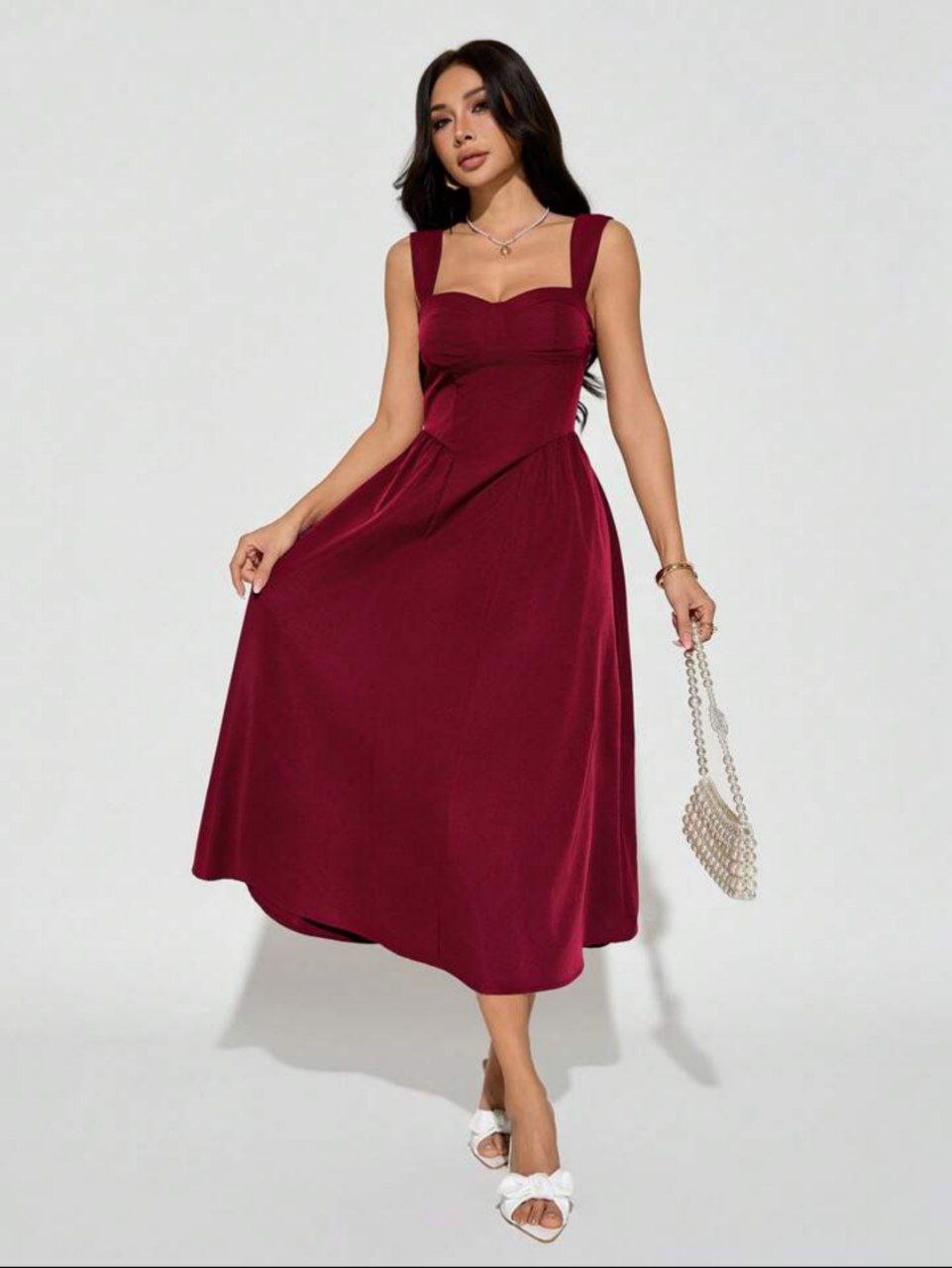 Vestido princesa largo vino