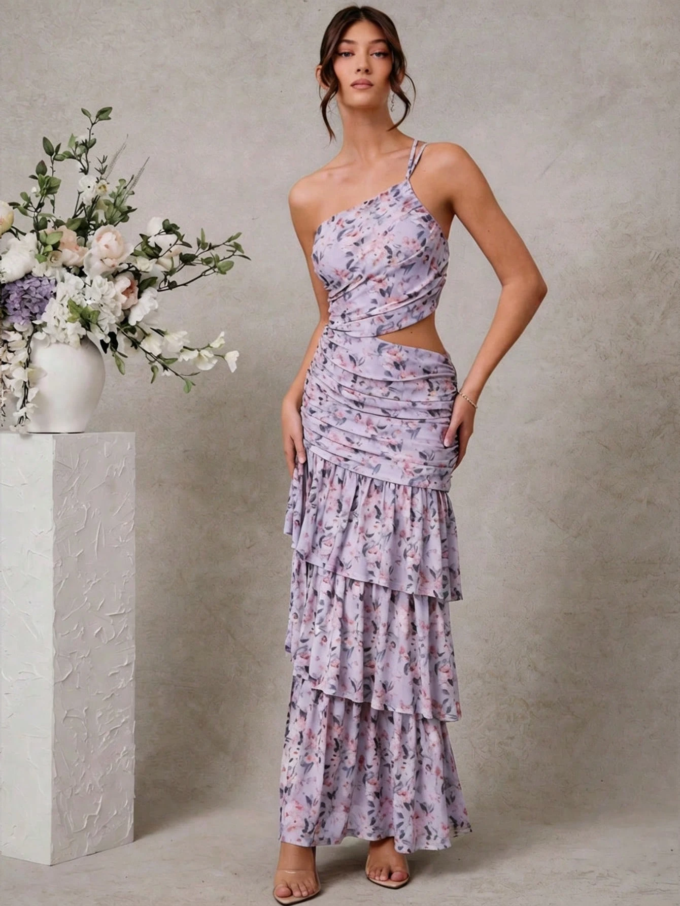 Vestido floral escote