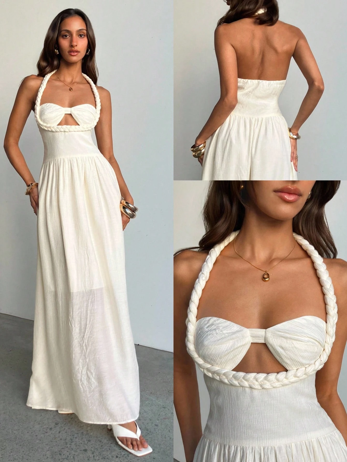 Vestido maxi de lino