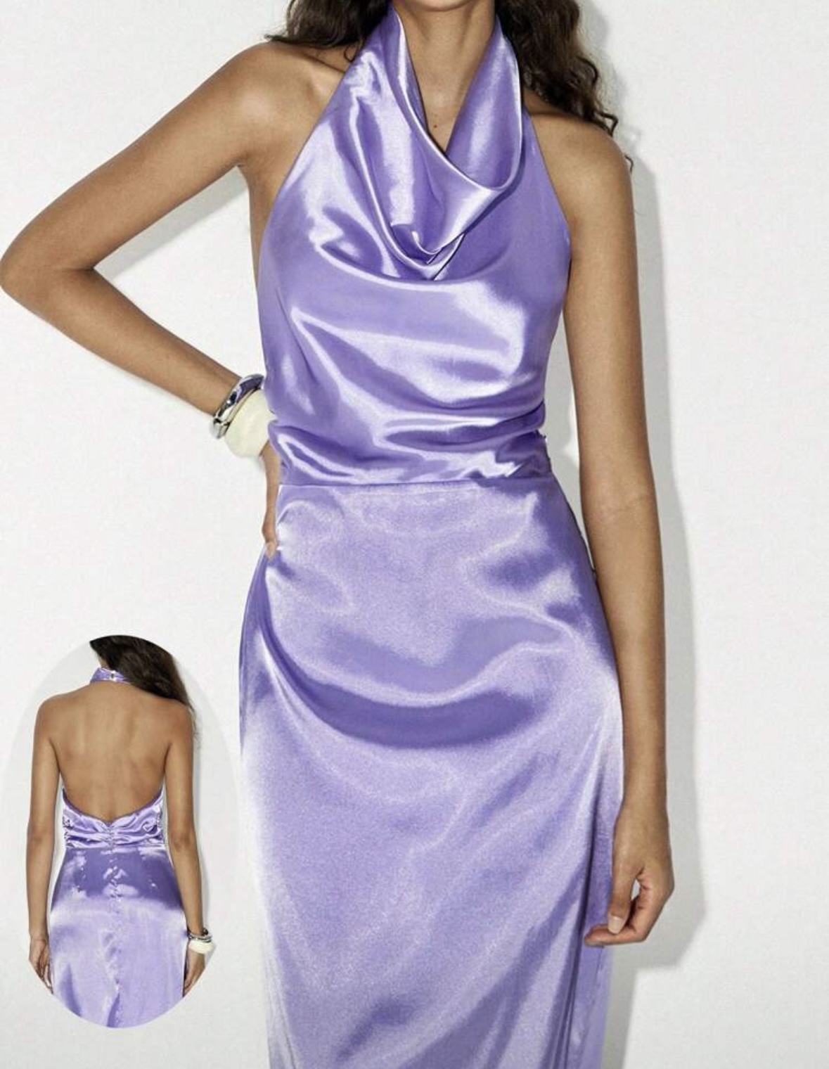 Vestido cuello satén