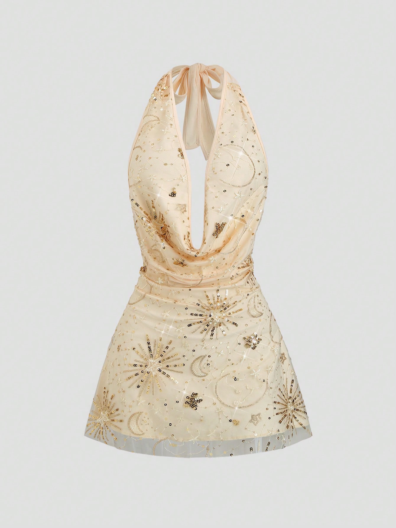 Vestido lentejuelas escote