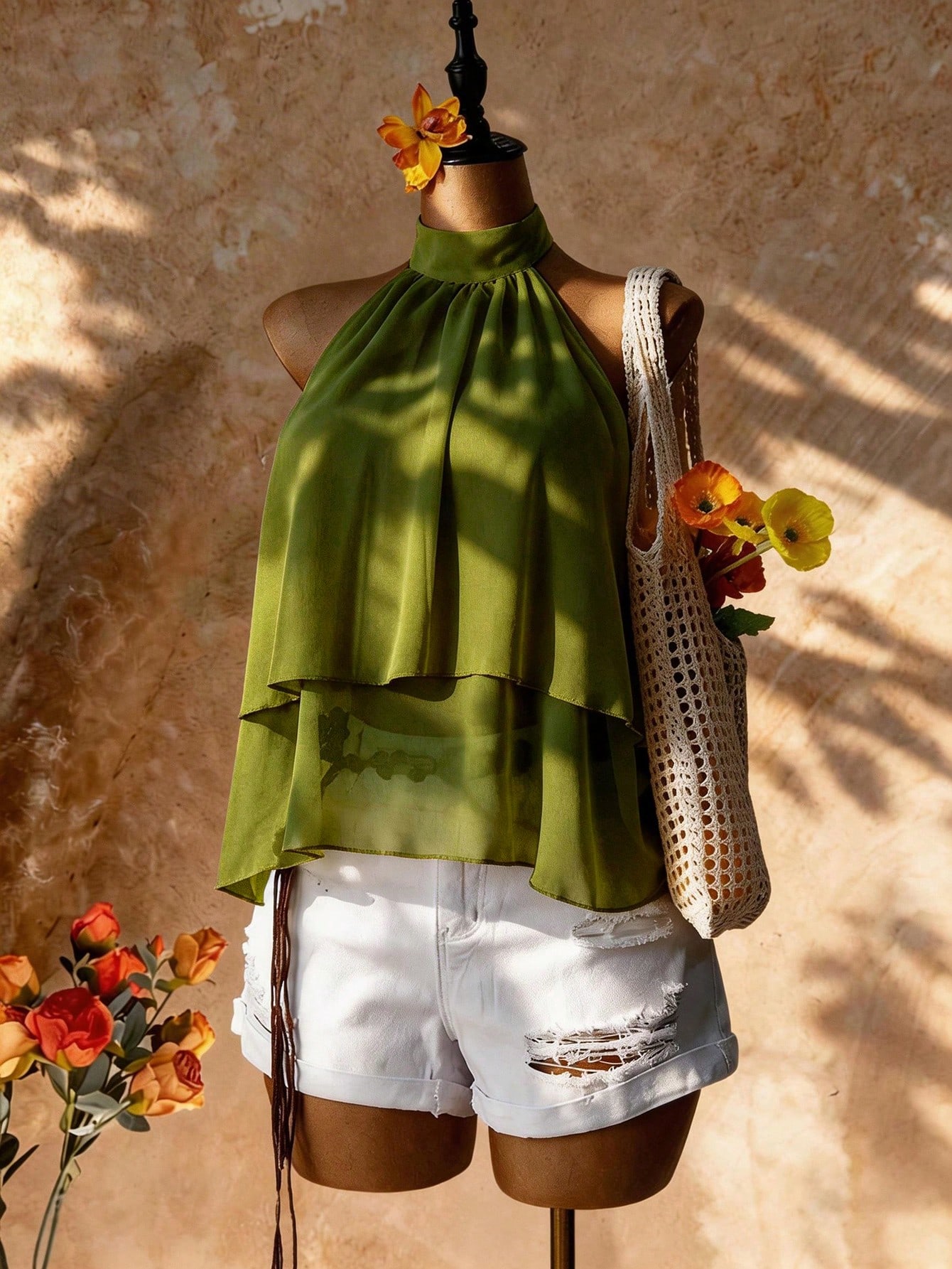 Blusa Verde ruedo