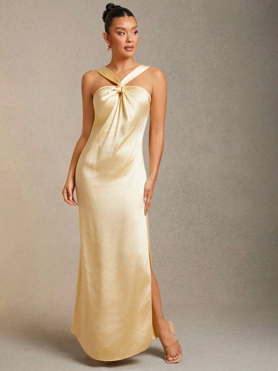 Vestido satin Liso amarillo