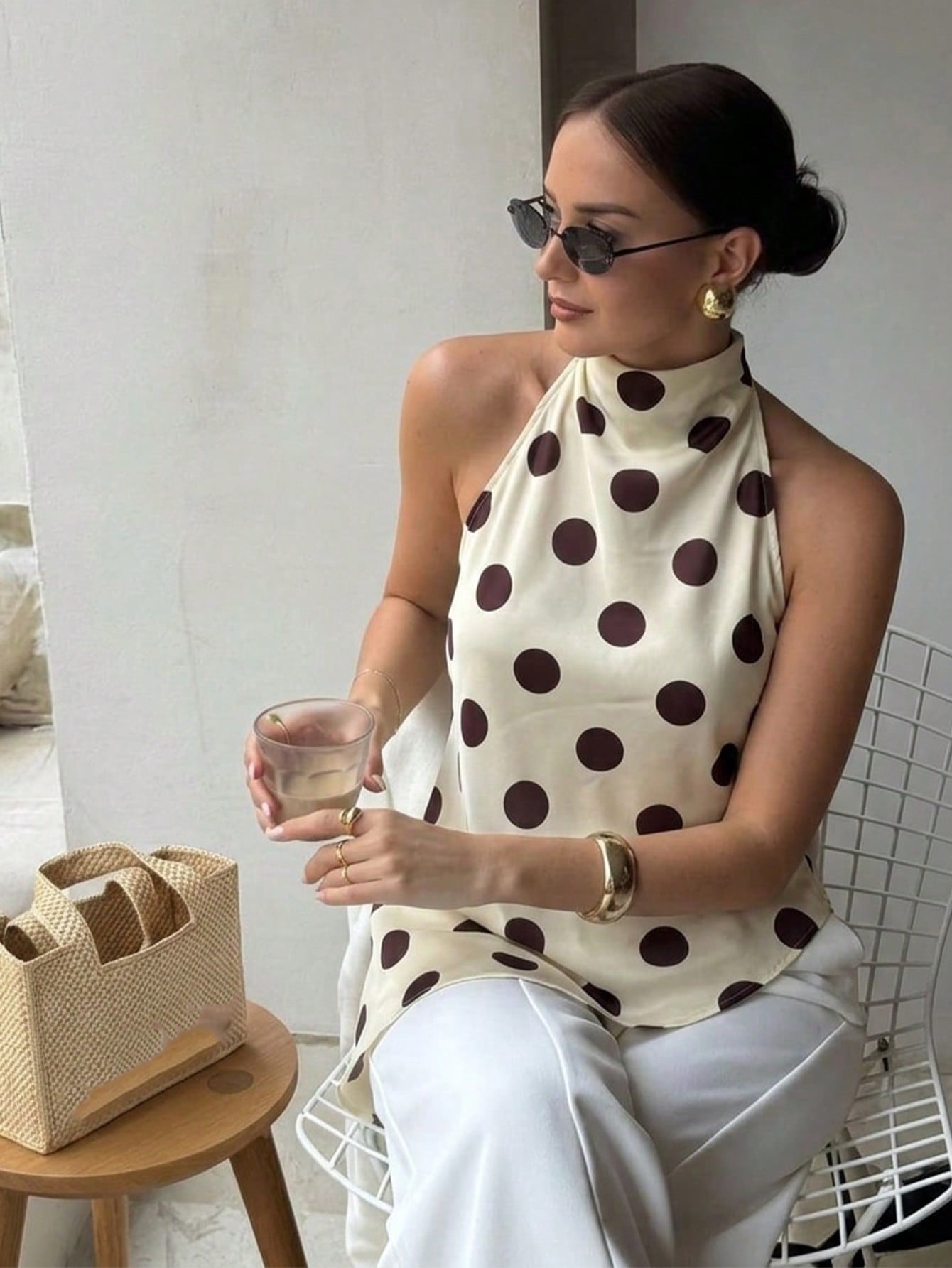 Blusa cuello lunar