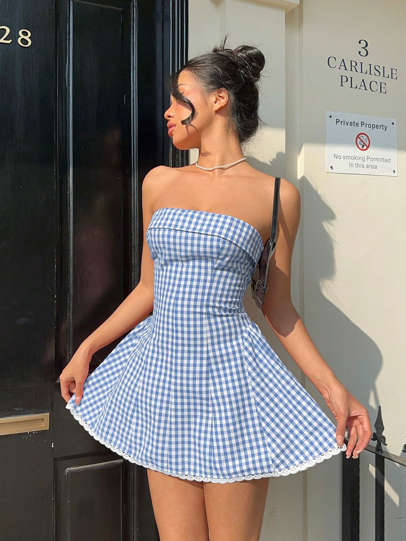 Vestido cuadro corto
