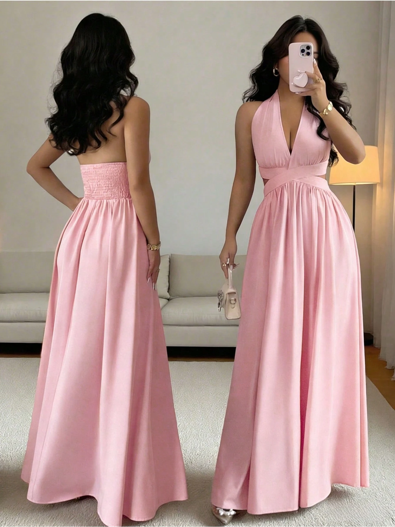 Vestido sin mangas en cuello V