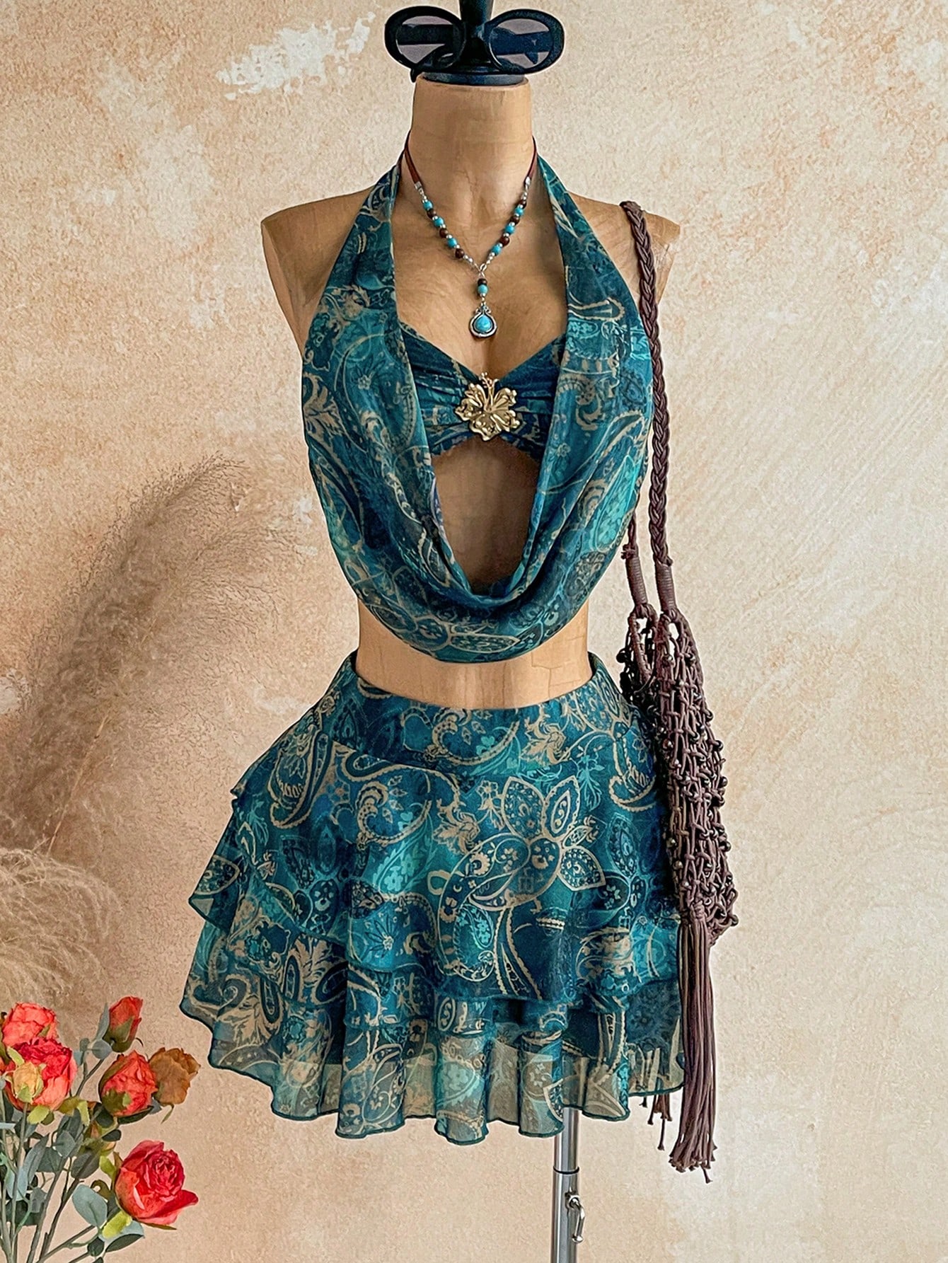 Conjunto playero falda top