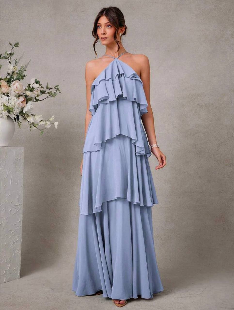 Vestido Vuelos Celeste Elegante