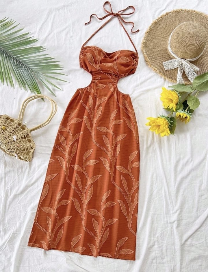 Vestido playero  marrón
