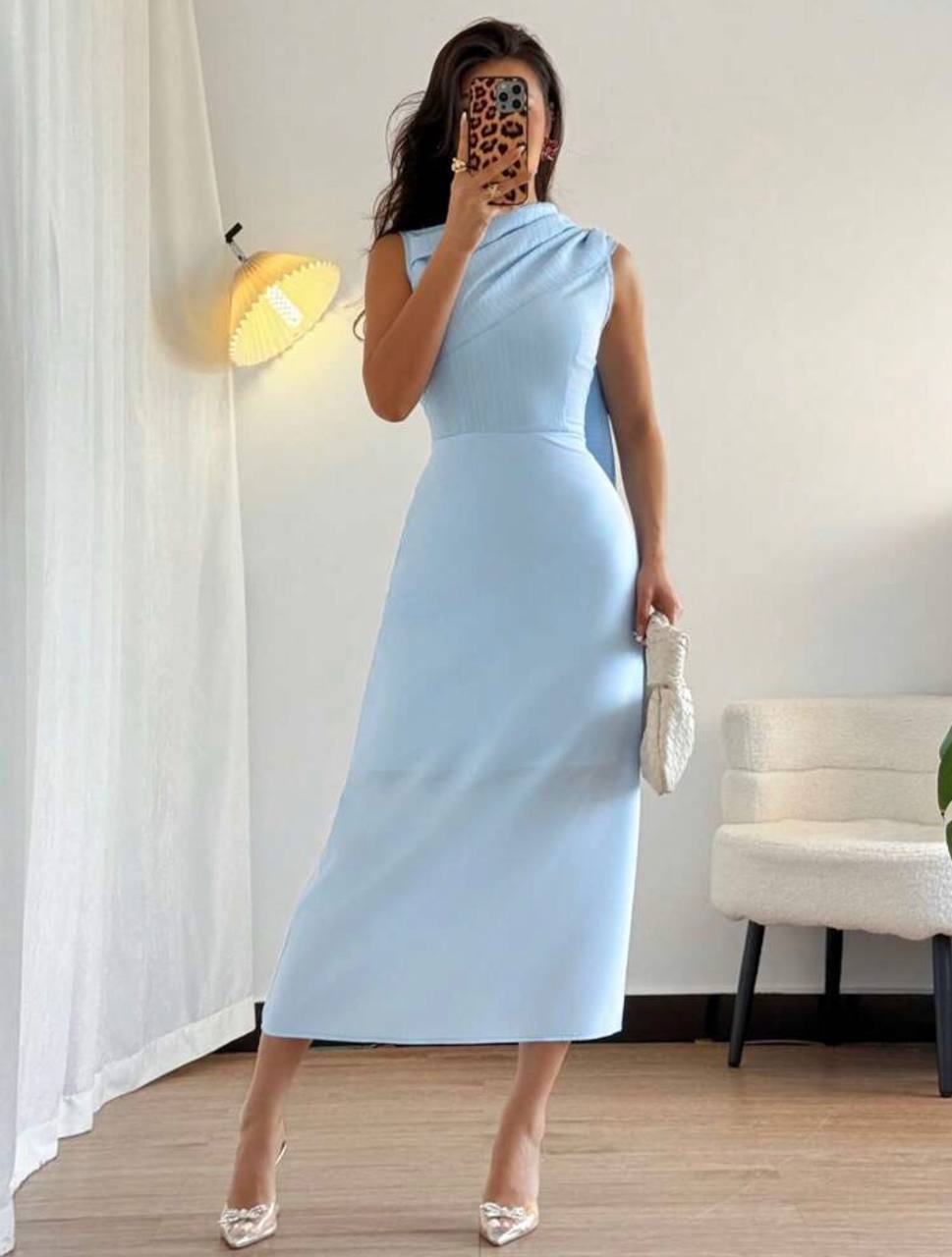 Vestido Celeste Forrado