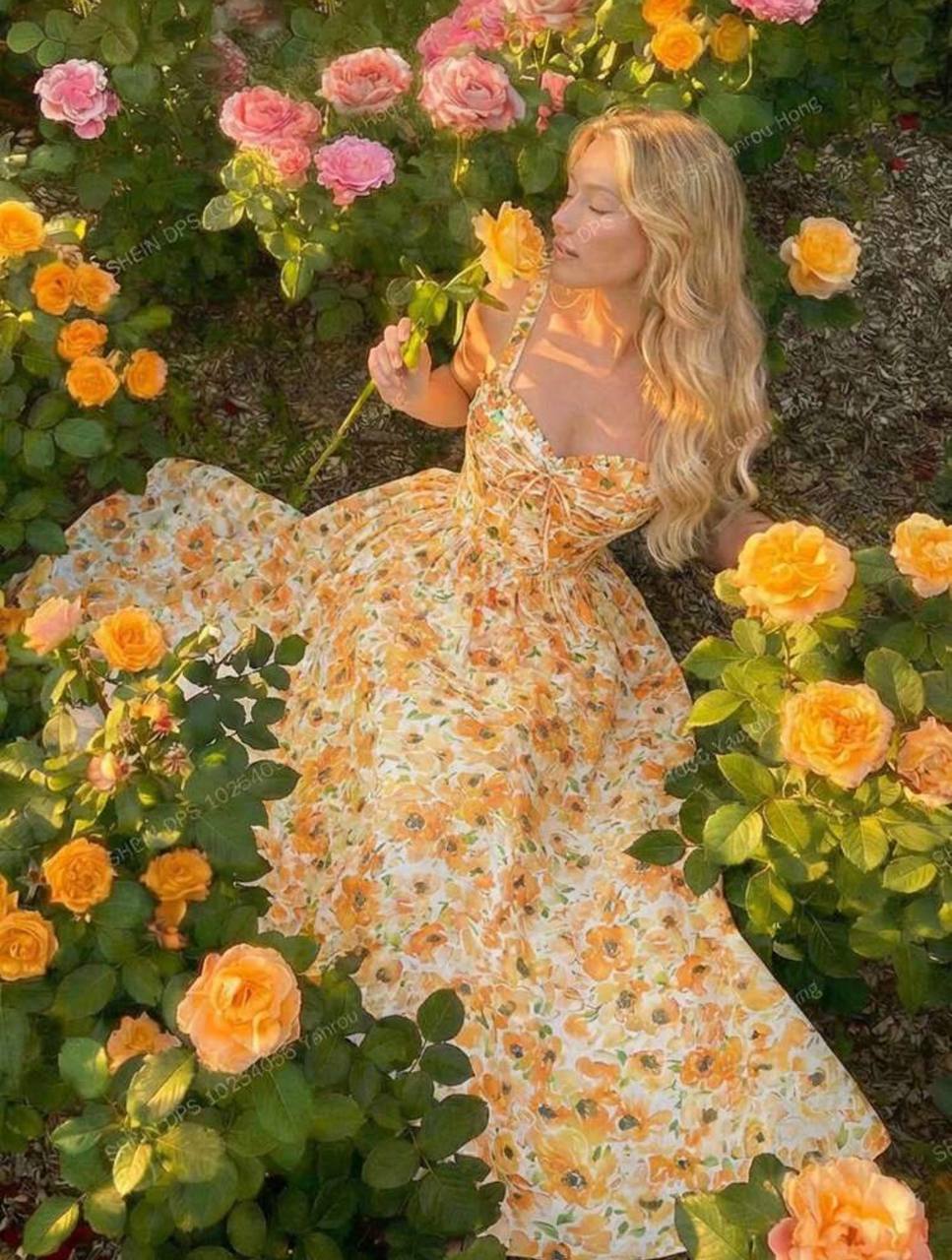 Vestido Floral Naranja