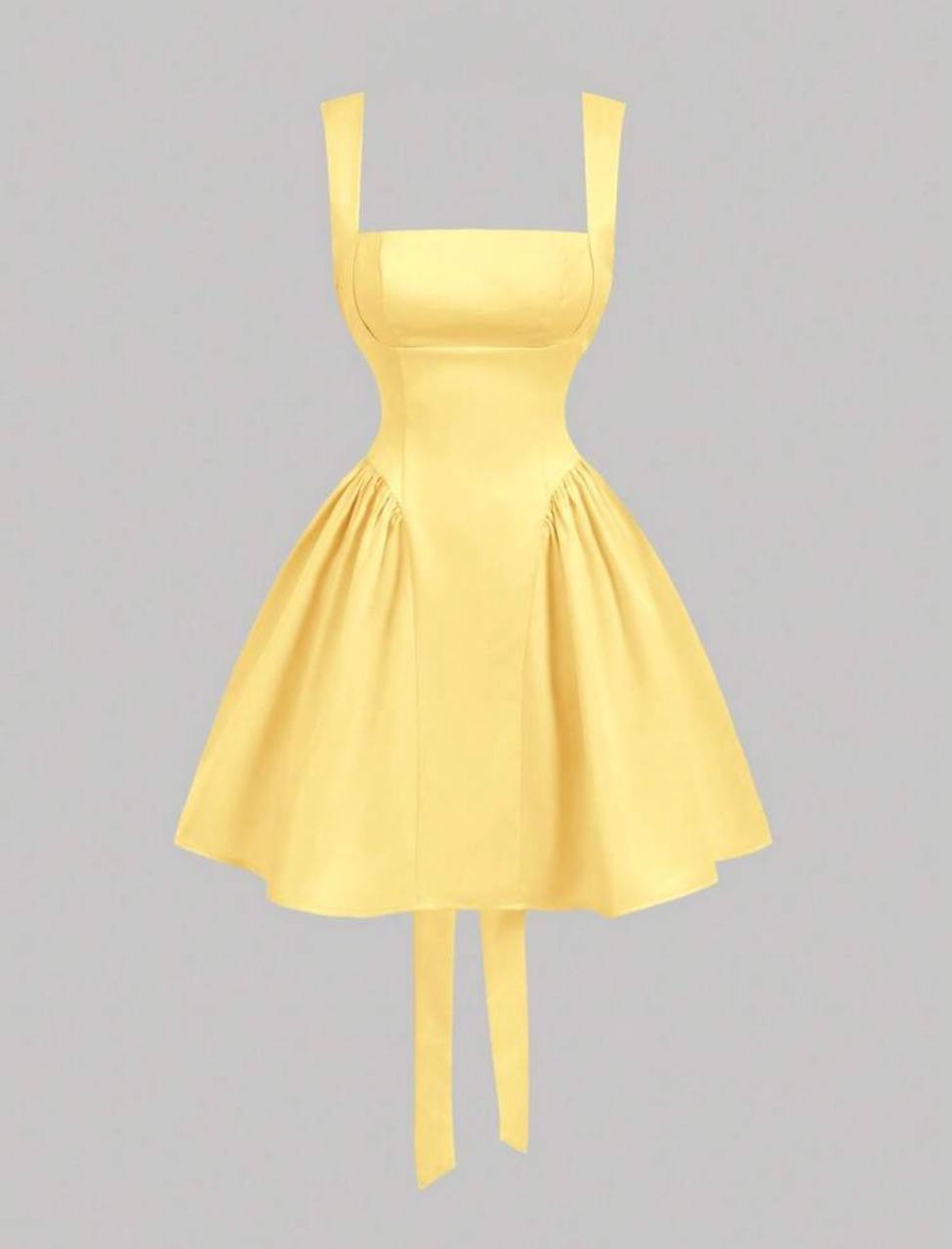 Vestido Amarillo Elegante Corto Lazo