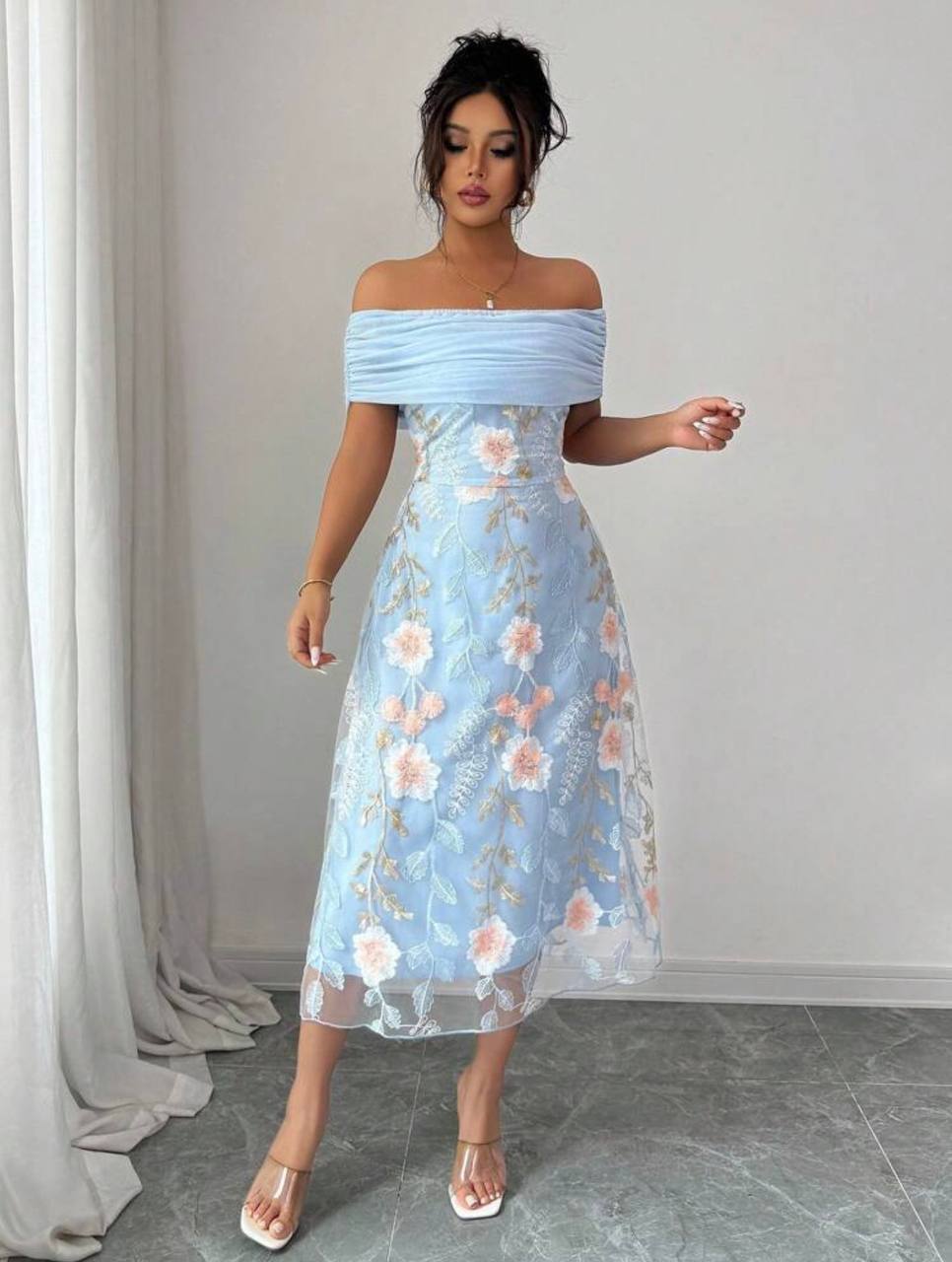 Vestido Floral Celeste Large