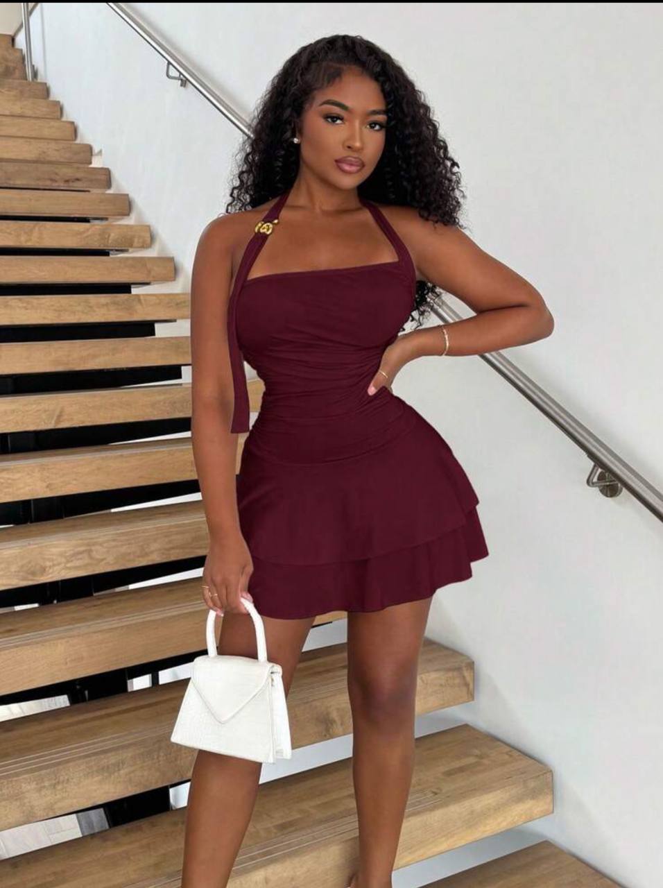 Vestido Vino Hebilla Burdeos