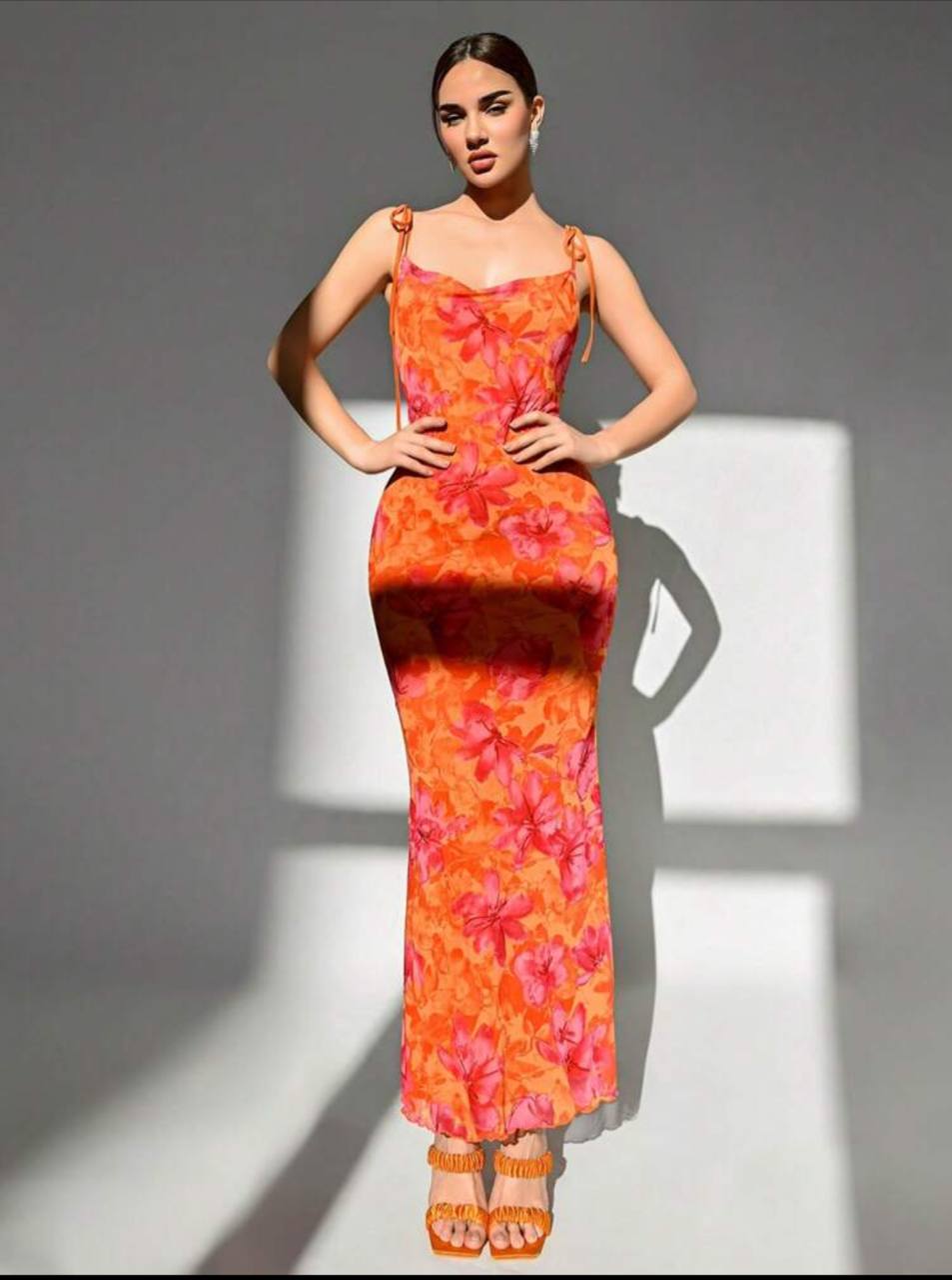 Vestido Naranja Flroal O