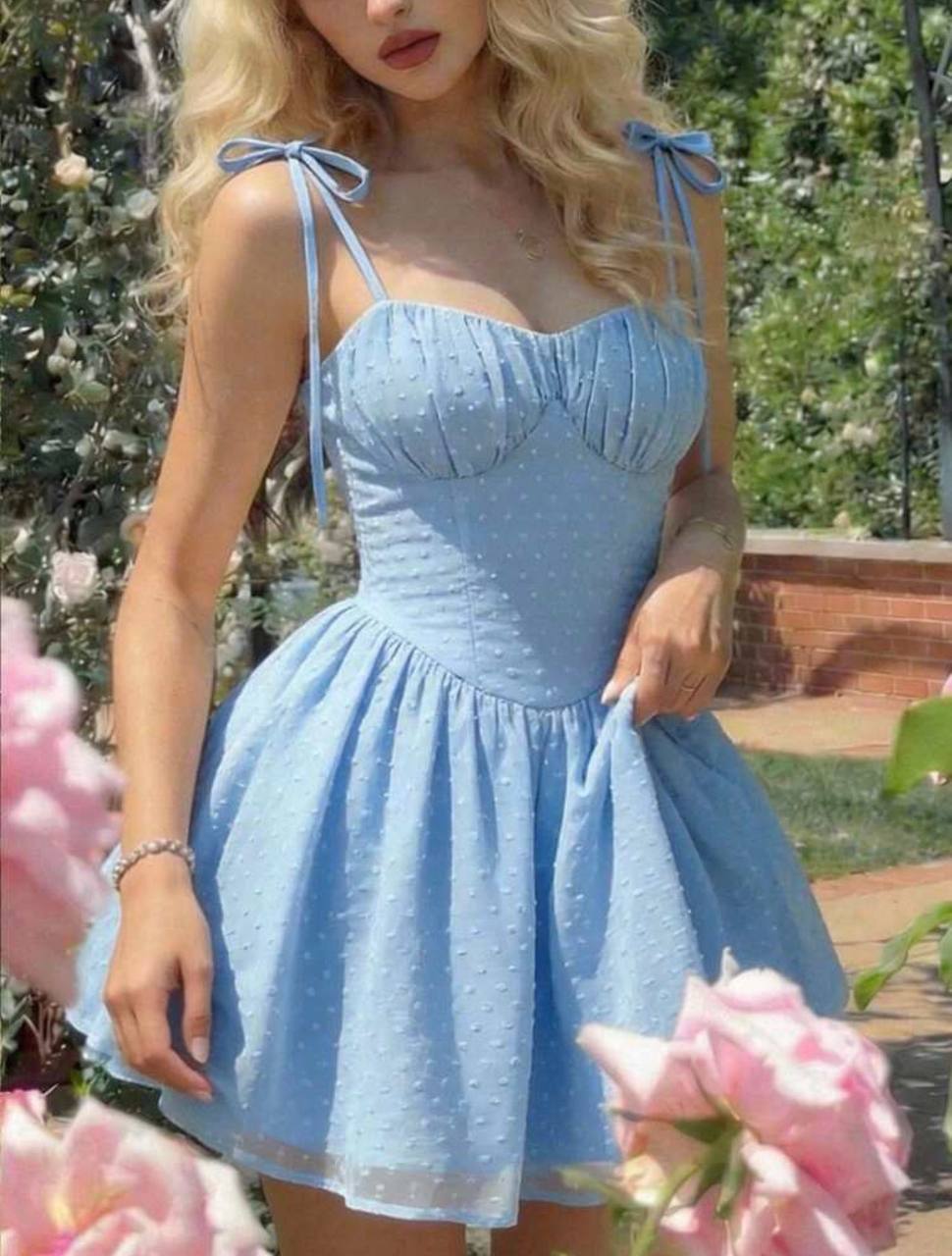 Vestido Celeste perla Lana