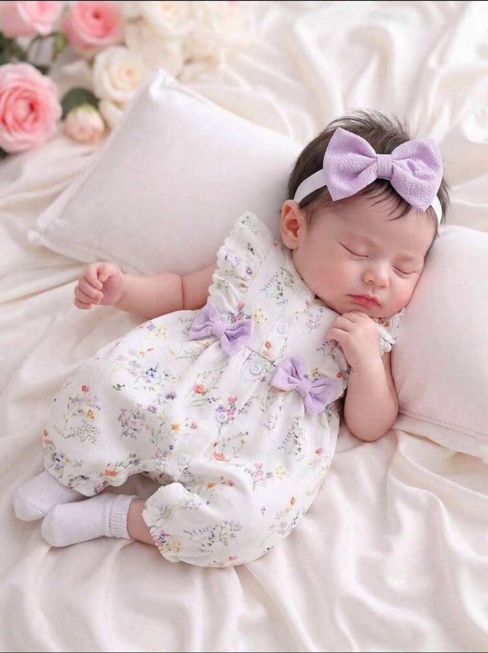 Enterizo Lila Floral Baby & lazo