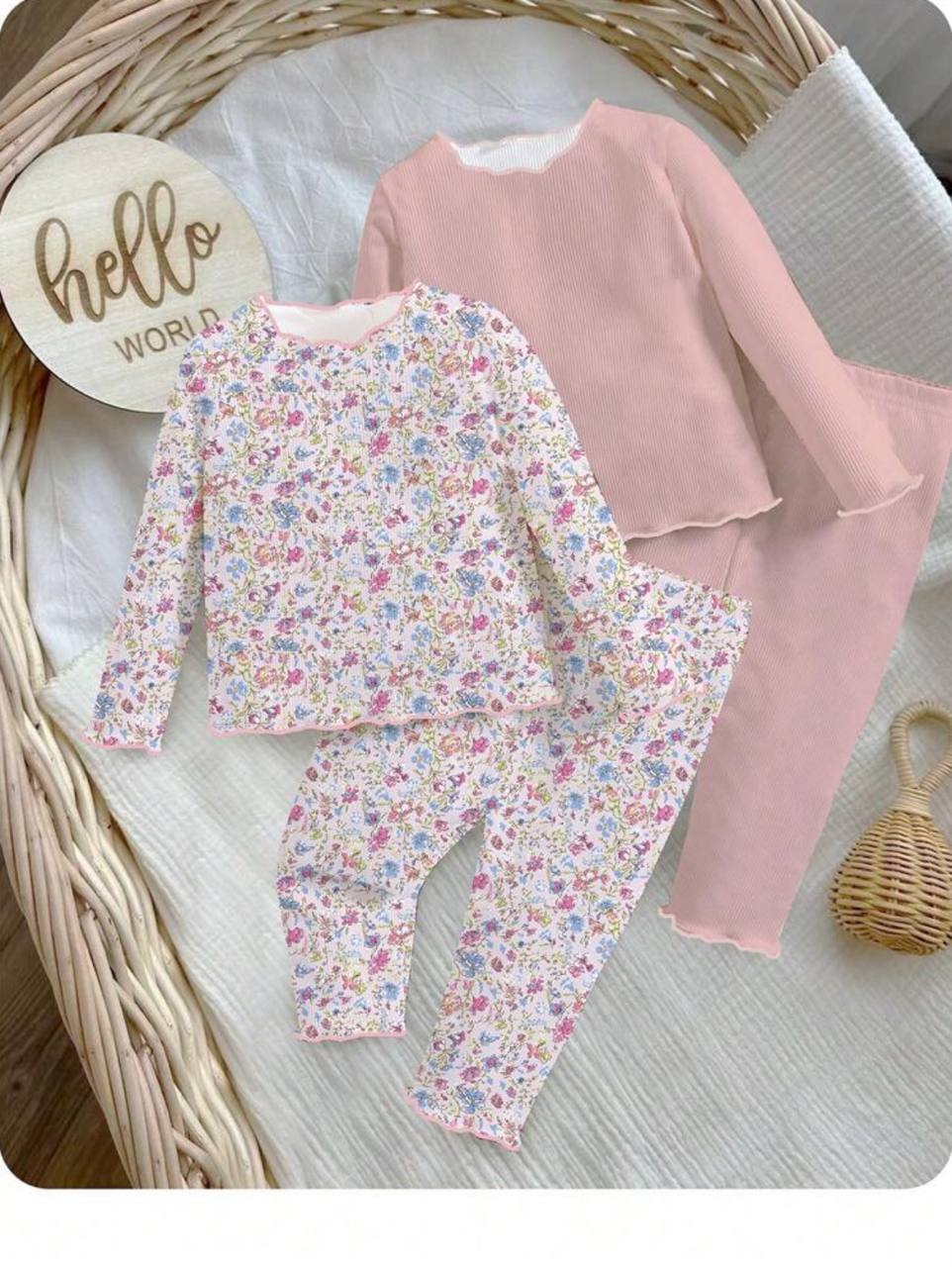 Set 4 piezas floral dormir niña