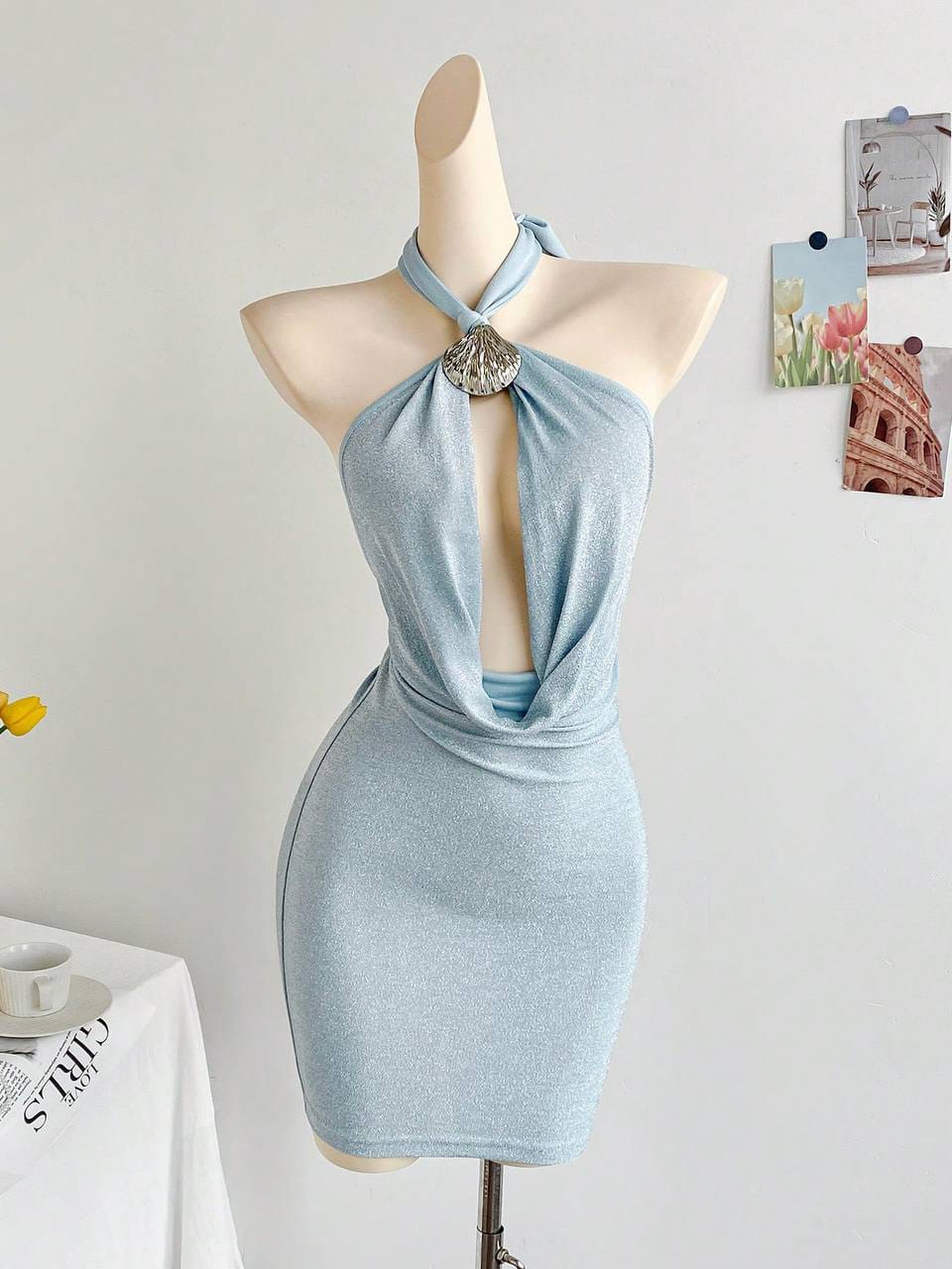 VESTIDO PLAYERO APLIQUE DE CONCHA