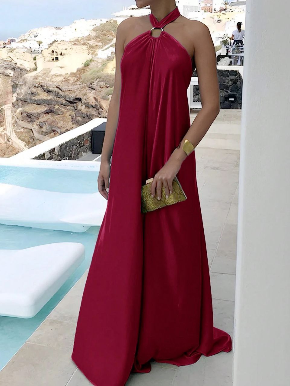 Vestido cuello amarre