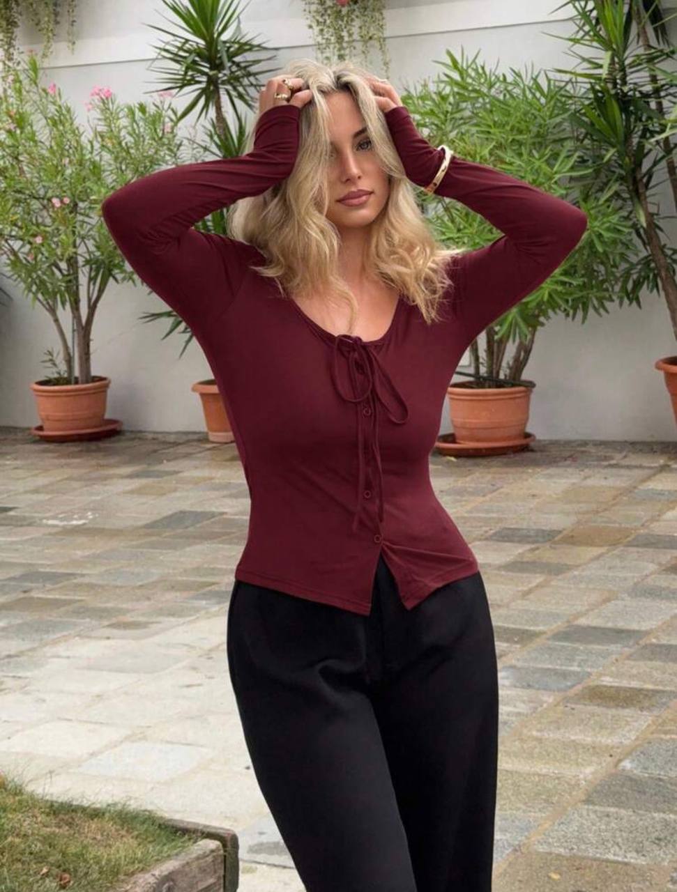 Blusa manga larga vino