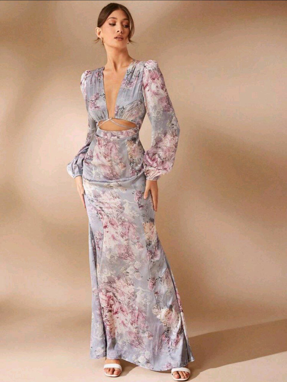 Vestido Floral Satín