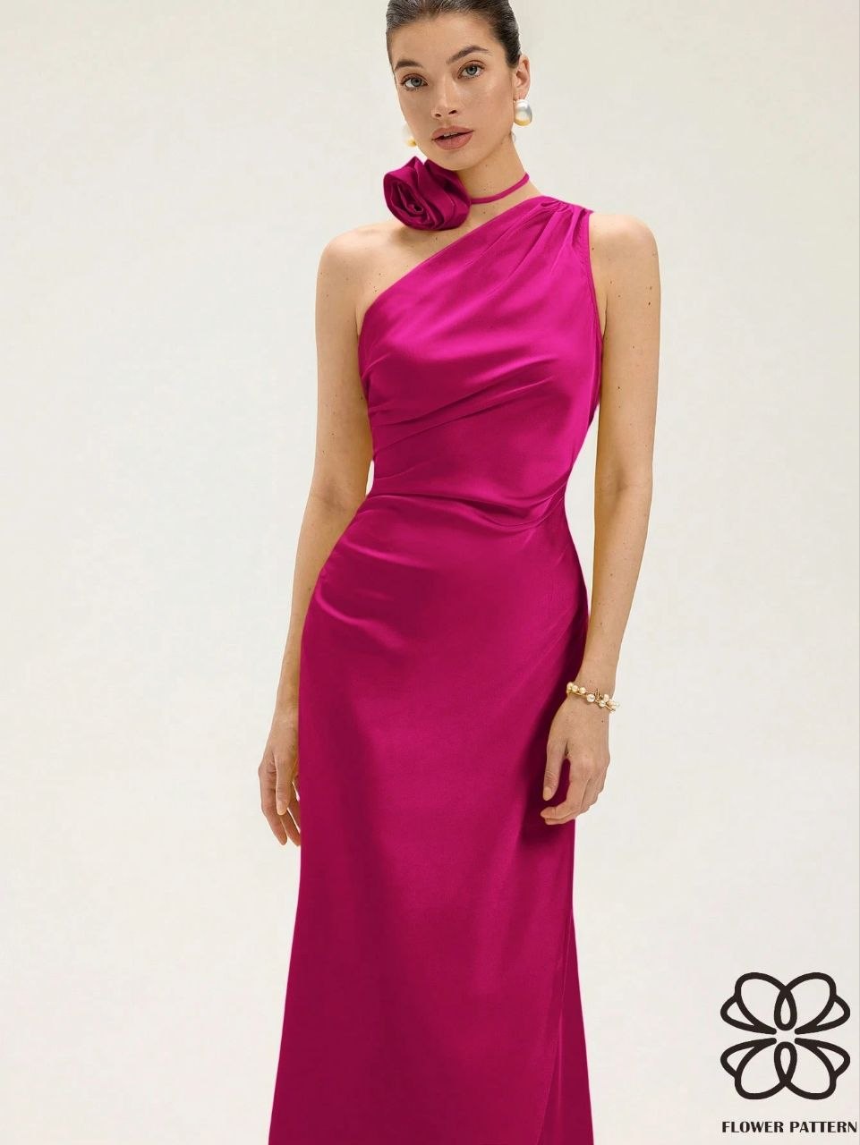 Vestido satén fucsia