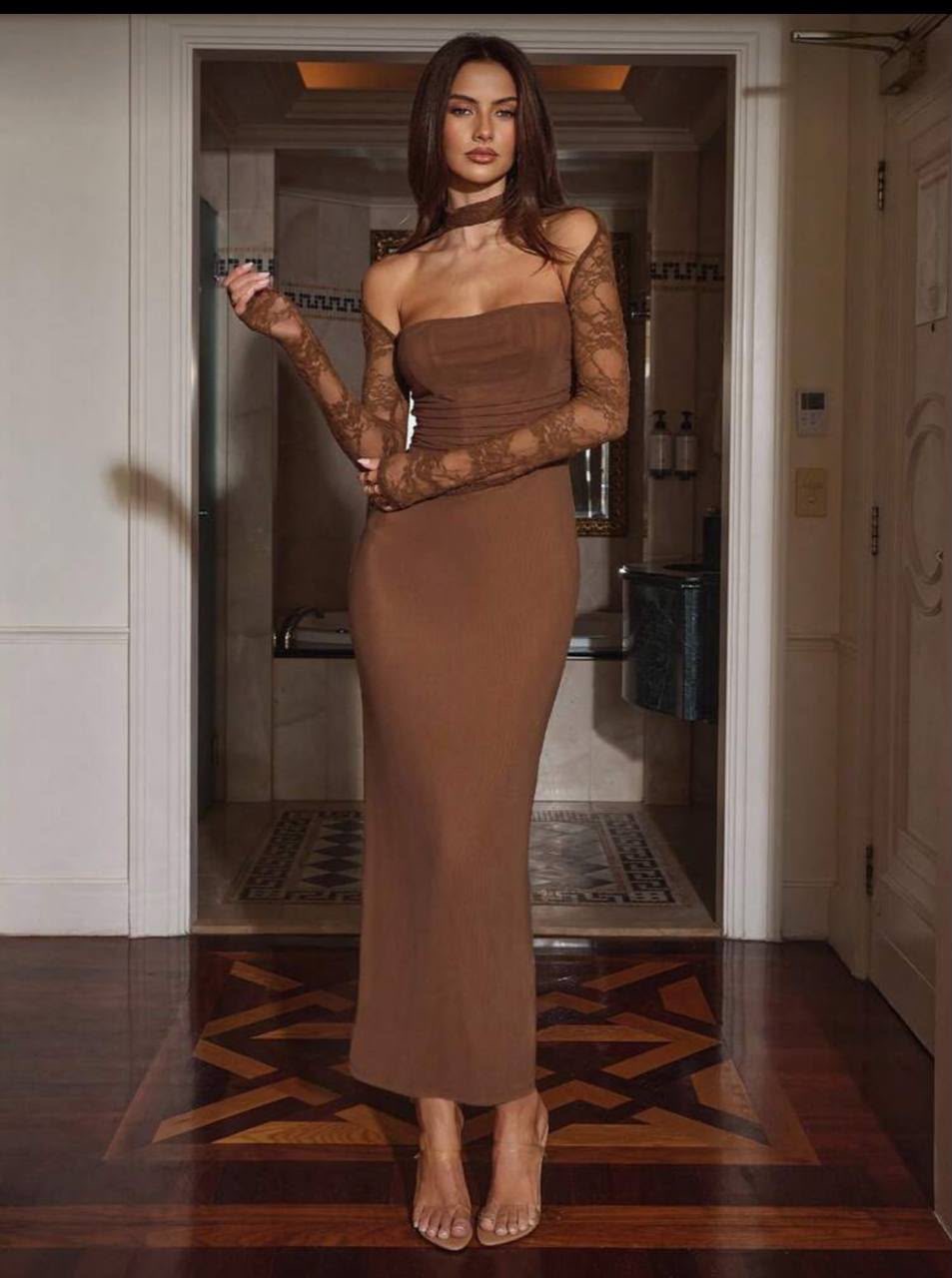 VESTIDO RANDA MANGAS LARGA