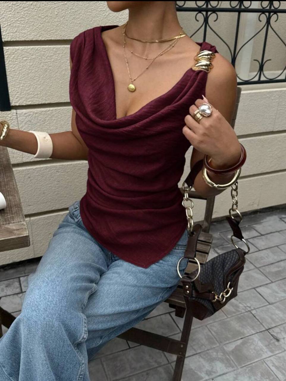 Blusa vino 2 hebilla