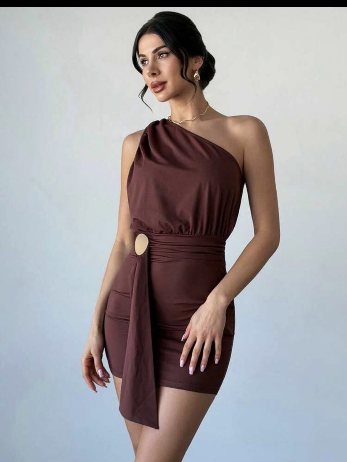 Vestido café hebilla