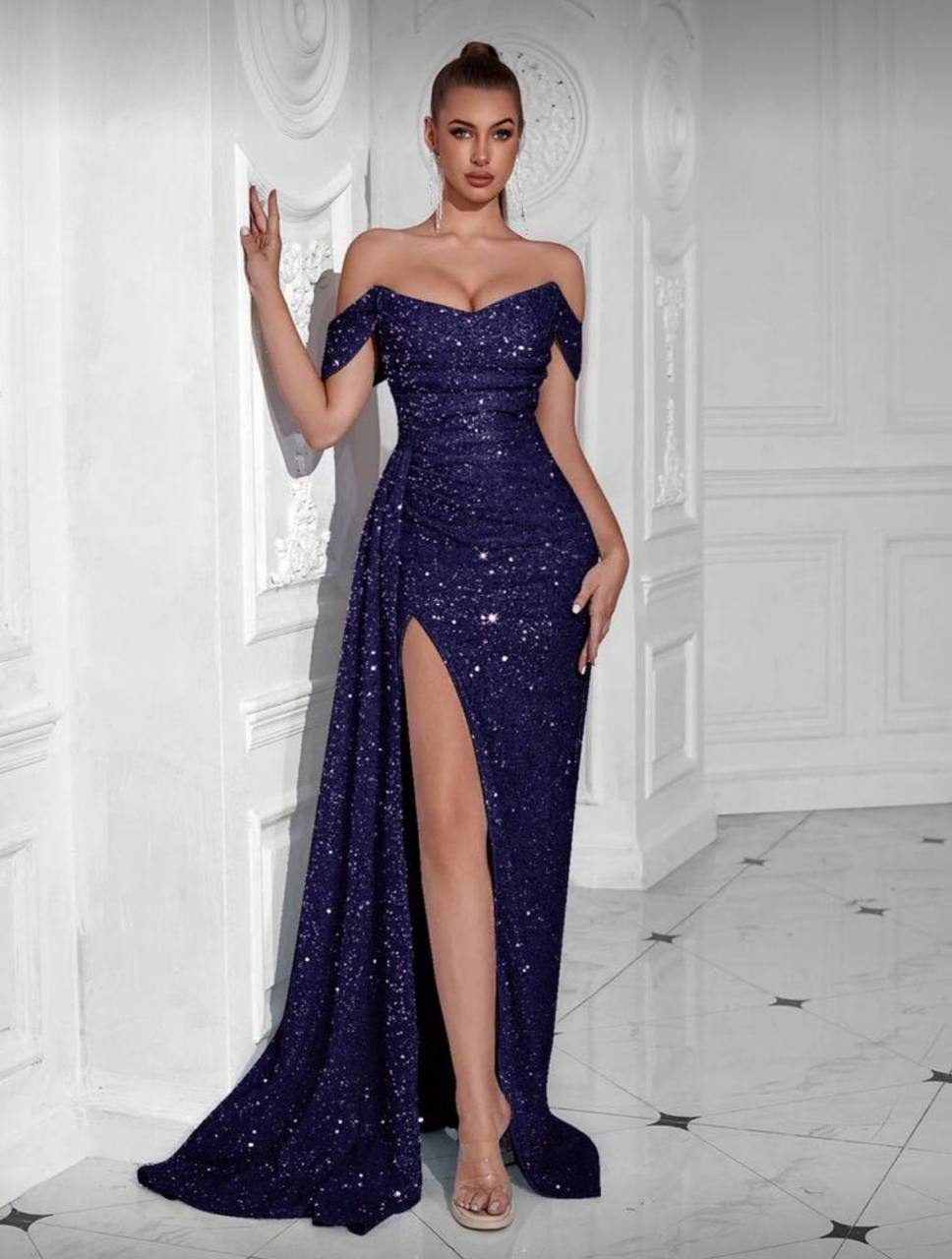 VESTIDO DE FIESTA HOMBRO
