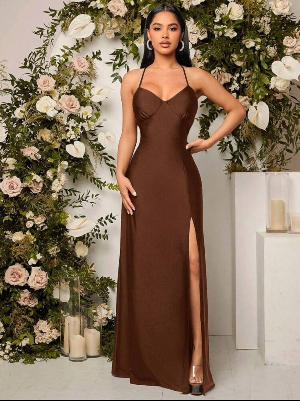 Vestido dama de honor café
