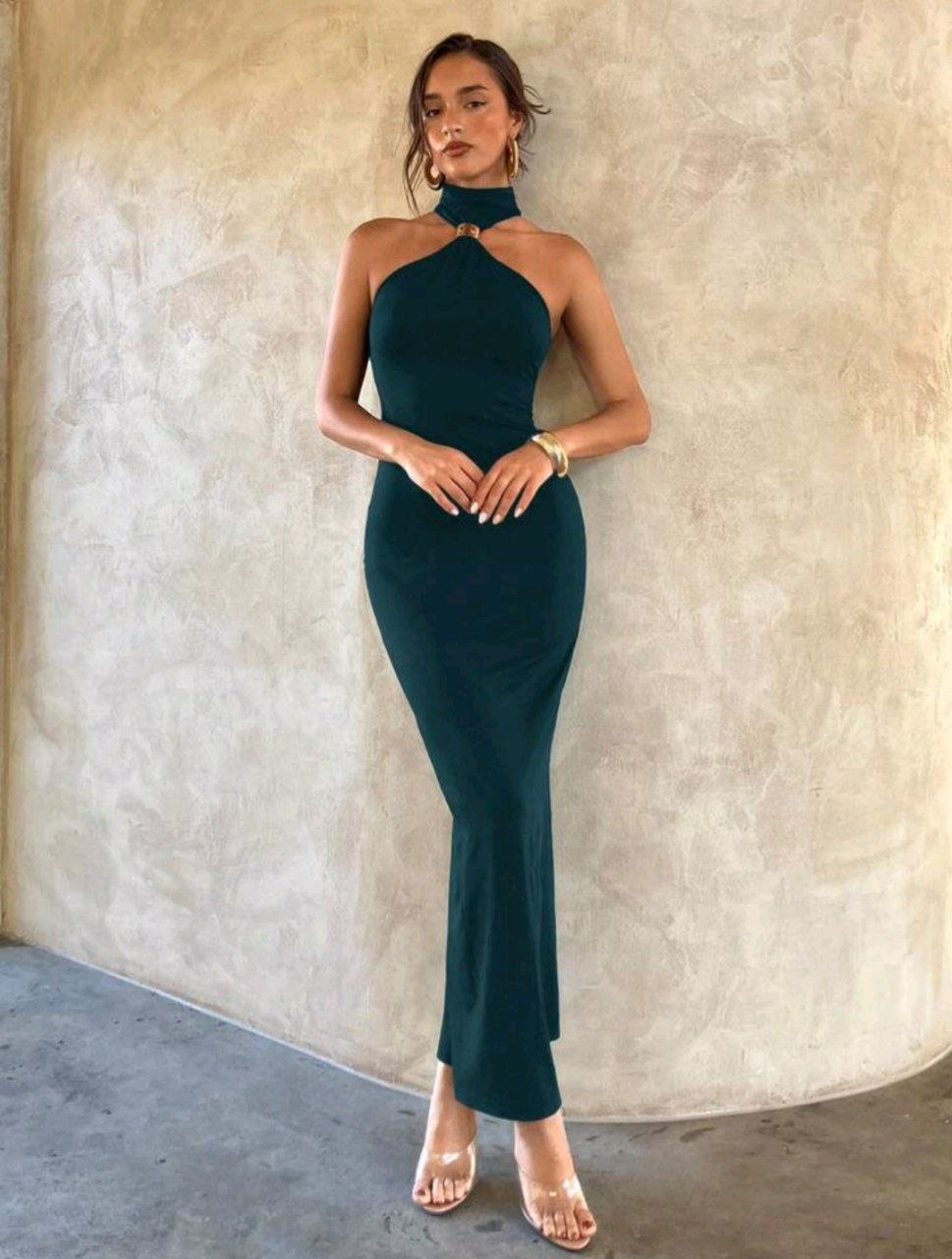 Vestido Maxi Hebilla Turquesa