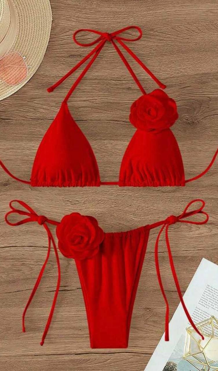 Bikini Flor 3D Rojo
