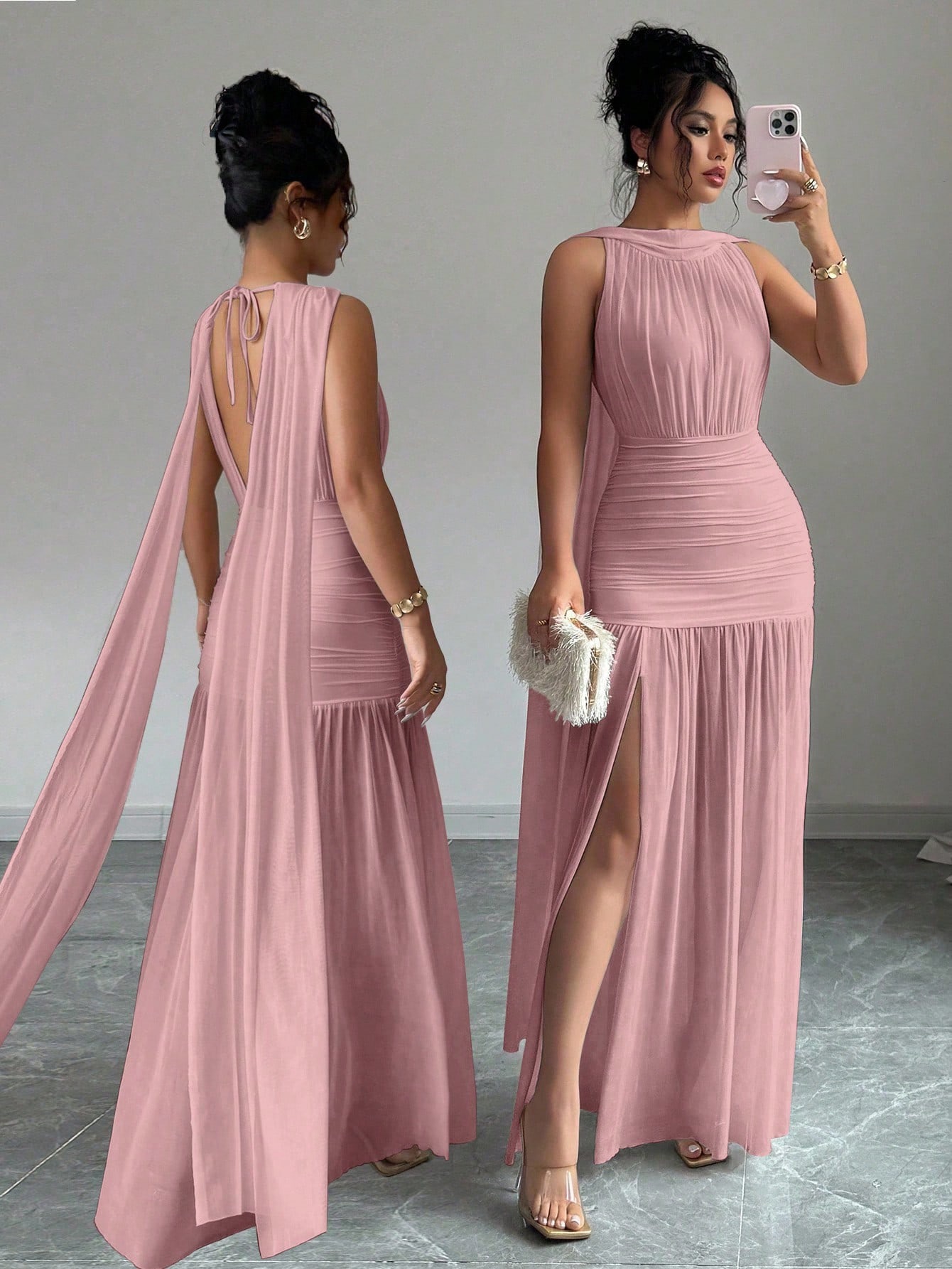 Vestido tul cuello alto